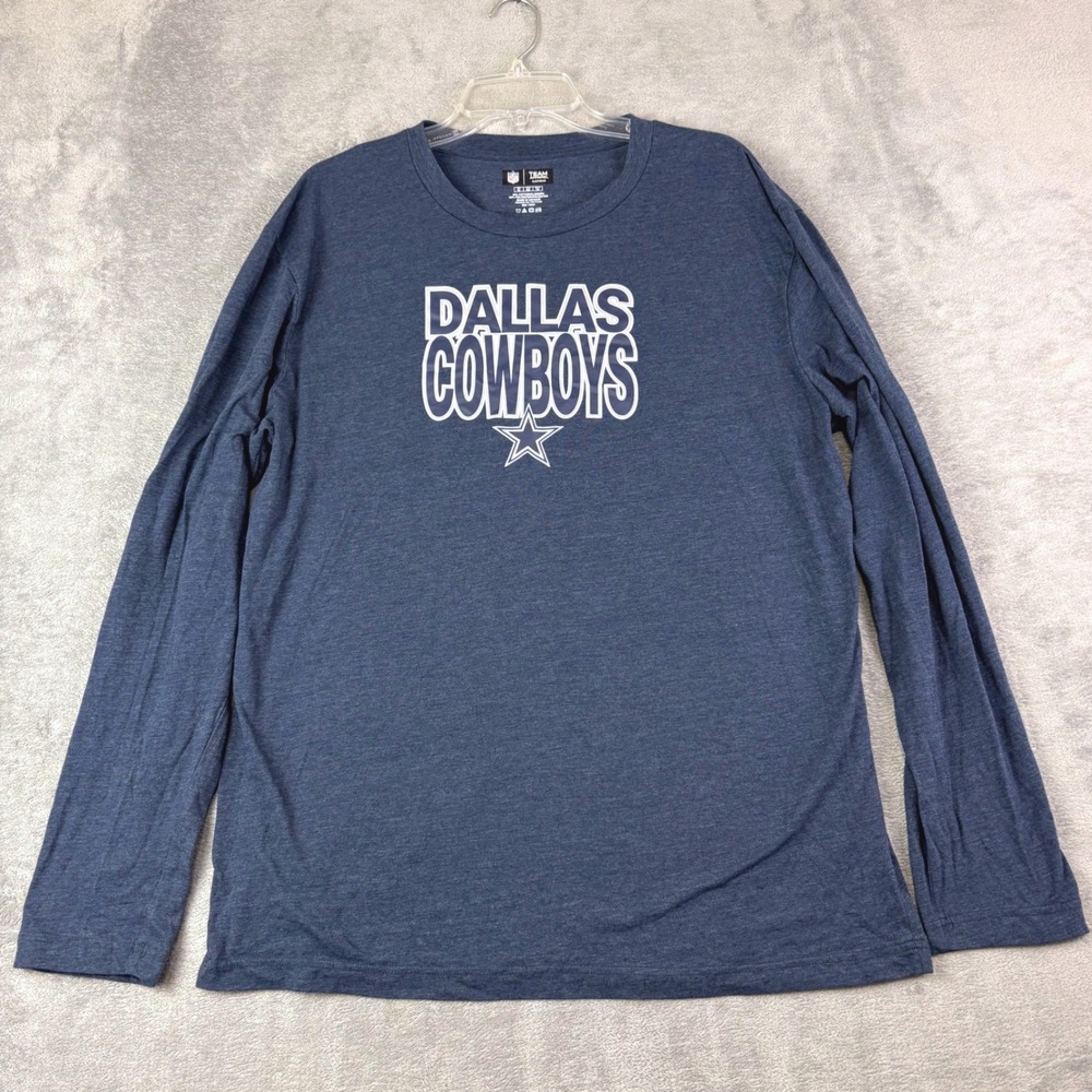NFL Team Apparel XL Blue Dallas Cowboys Long Sleeve Sleep Shirt Star Graphic Tee